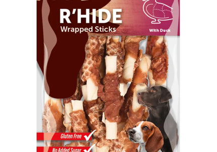 Flamingo R'hide Sticks Duck – Mini Rawhide Treats Wrapped in Duck, 15x6cm, 15 Pack