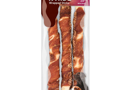 Flamingo R'Hide Wrapped Sticks 25cm – Duck Wrapped Dog Treats, Long-Lasting Chew