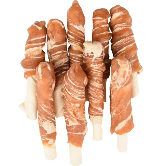Flamingo Wrapped Rawhide Sticks with Chicken and Cod – Aromatic Chewy Treats, 85g
