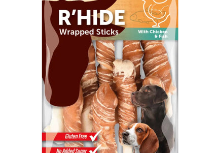 Flamingo Wrapped Rawhide Sticks with Chicken and Cod – Aromatic Chewy Treats, 85g