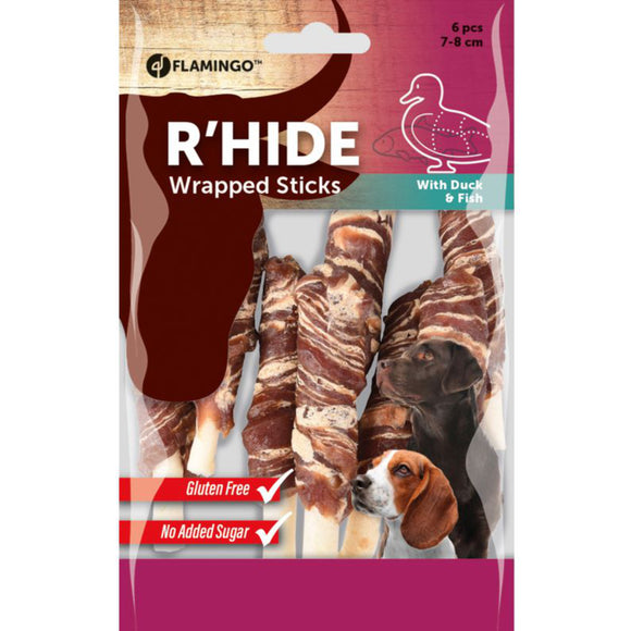 Flamingo R'hide Wrapped Sticks 85g – Aromatic Duck and Cod Chew Treats, Premium Flavor