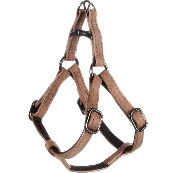 Flamingo Step&Go Deluxe Eco-Leather Harness – Neoprene Lined, Brown, Large, Comfortable Fit