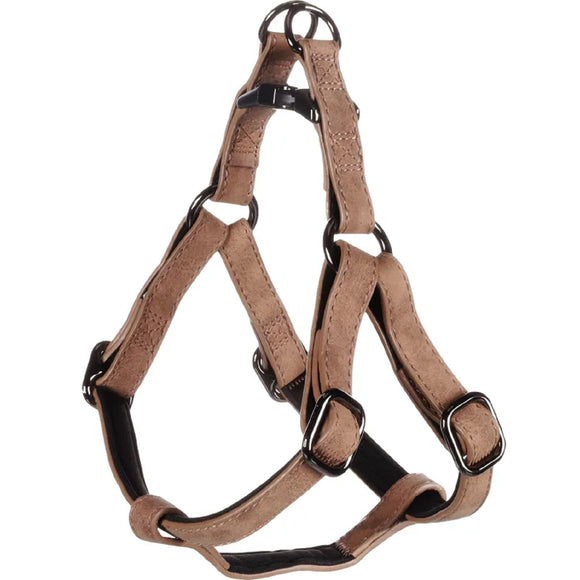 Flamingo Step&Go Deluxe Eco-Leather Harness – Neoprene Lined, Brown, Large, Comfortable Fit