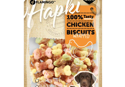 Flamingo Hapki Chicken Biscuits Wrap 85g – Colorful Crunchy Biscuits with Real Chicken Coating