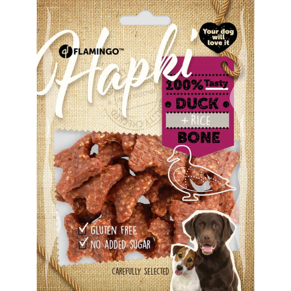 Flamingo Hapki Duck Rice Bone 170g – Aromatic Chewy Treats with Real Duck and Rice