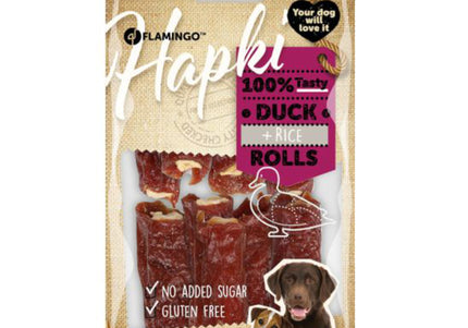 Flamingo Hapki Duck Rolls 85g – Tasty Dog Treats with Duck and Rice, Premium Snack