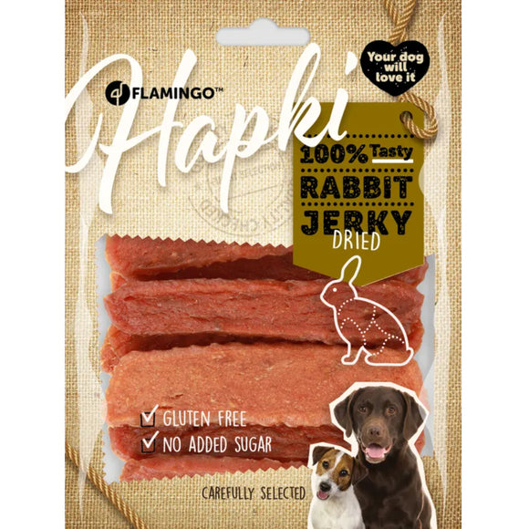 Flamingo Hapki Rabbit Jerky Dried Treats – Natural Rabbit and Chicken, 170g Pack