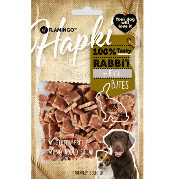 Flamingo Hapki Rabbit Rice Bites – Soft Training Treats with Rabbit Protein, 85g Pack
