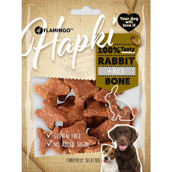 Flamingo Hapki Rabbit Rice Bone 170g – Aromatic Chewy Treats with Real Rabbit and Rice