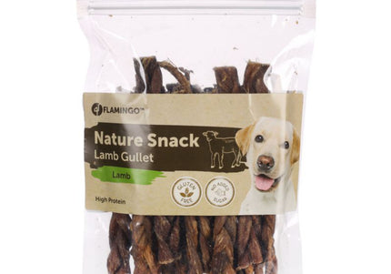 Flamingo Nature Snack Lamb Gullet – Natural Single-Ingredient Chew Treats, 200g Pack