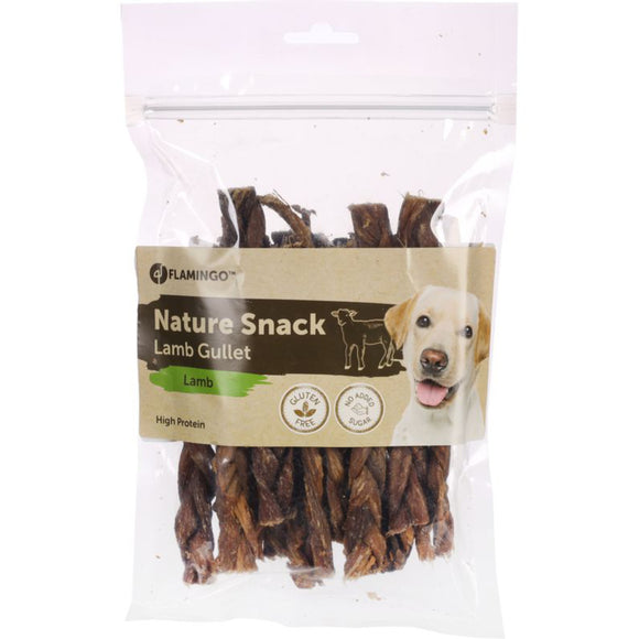 Flamingo Nature Snack Lamb Gullet – Natural Single-Ingredient Chew Treats, 200g Pack