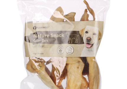 Flamingo Nature Snack Goat Ears 200g – Natural Single-Ingredient Dog Treats, Protein-Rich Chews