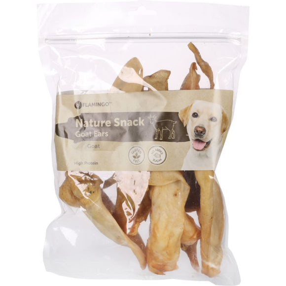 Flamingo Nature Snack Goat Ears 200g – Natural Single-Ingredient Dog Treats, Protein-Rich Chews