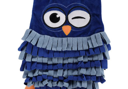Flamingo Plinkie Owl Sniffing Mat – Soft Blue 33cm Interactive Enrichment Toy, Owl Design