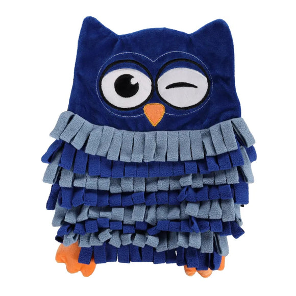Flamingo Plinkie Owl Sniffing Mat – Soft Blue 33cm Interactive Enrichment Toy, Owl Design