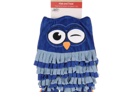 Flamingo Plinkie Owl Sniffing Mat – Soft Blue 33cm Interactive Enrichment Toy, Owl Design