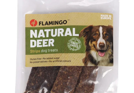 Flamingo Natural Deer Strips 100g – Pure Meat Dog Treats, Limited-Time Promotion