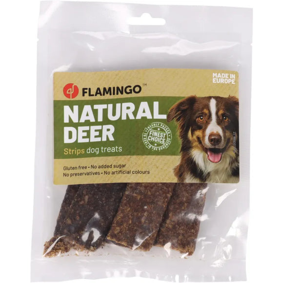 Flamingo Natural Deer Strips 100g – Pure Meat Dog Treats, Limited-Time Promotion
