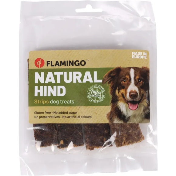 Flamingo Natural Hind Venison Strips 100g – Grain-Free Dog Treats, Limited Promotion