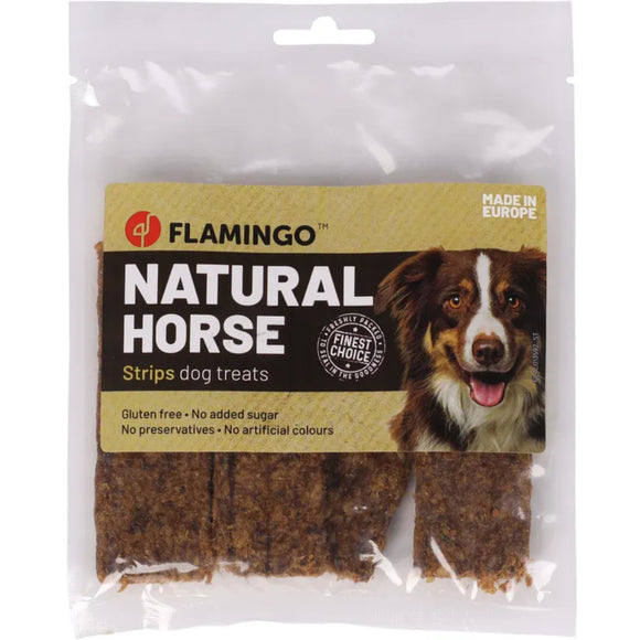 Flamingo Natural Horse Meat Strips – Grain-Free Dog Treats, 100g, High Protein Snack