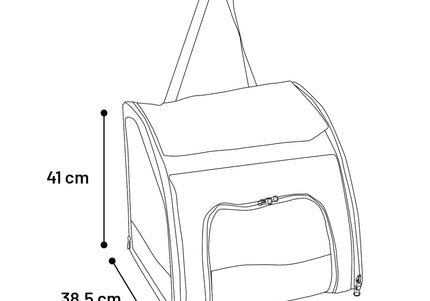 Flamingo Car Seat Rey – Airy Gray Pet Carrier, Lightweight Design, Up to 8kg, 45x39x41cm