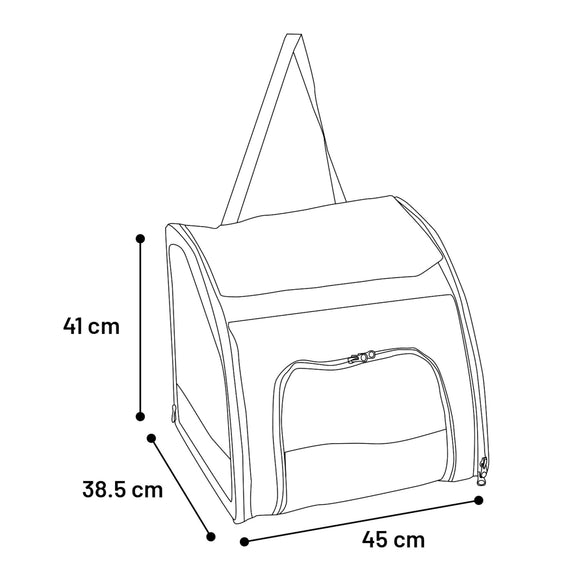 Flamingo Car Seat Rey – Airy Gray Pet Carrier, Lightweight Design, Up to 8kg, 45x39x41cm