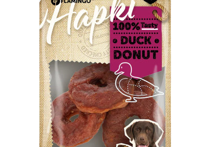 Flamingo Hapki Duck Donut Treats – Soft Donut-Shaped Snacks with Real Duck, 95g Pack
