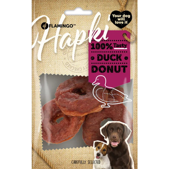 Flamingo Hapki Duck Donut Treats – Soft Donut-Shaped Snacks with Real Duck, 95g Pack