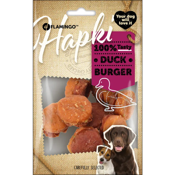 Flamingo Hapki Duck Mini Burger Treats – Soft Bite-Sized Snacks with Real Duck, 85g Pack