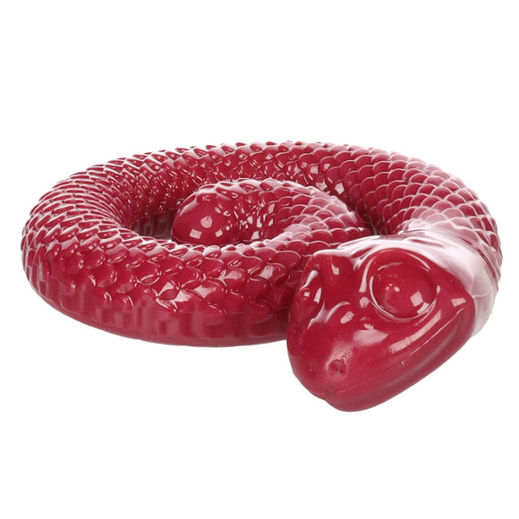 Flamingo Sneaky Snake Dog Toy 17cm – Twisted Rubber Treat Dispenser with Squeaker, Burgundy