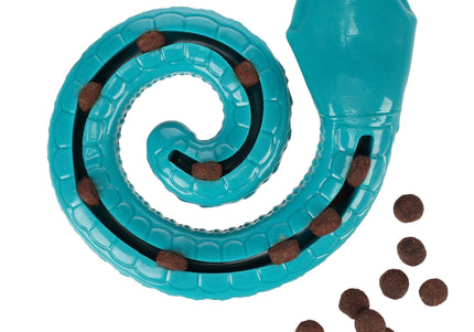 Flamingo Sneaky Snake Dog Toy 17cm – Twisted Rubber Treat Dispenser with Squeaker, Burgundy