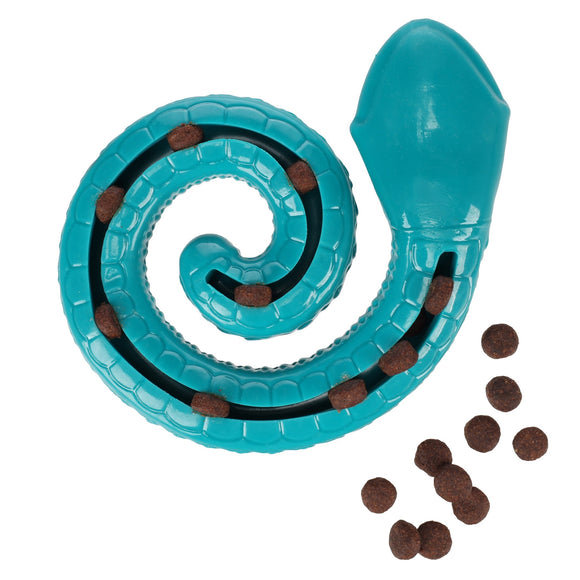 Flamingo Sneaky Snake Dog Toy 17cm – Twisted Rubber Treat Dispenser with Squeaker, Burgundy