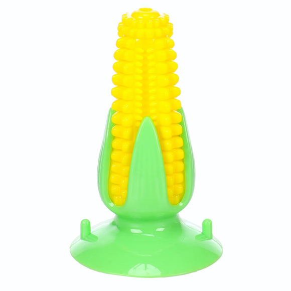 Flamingo Bruco Corn Dental Chew Toy – 15cm Suction Cup Squeaker, Durable Corn Cob Design