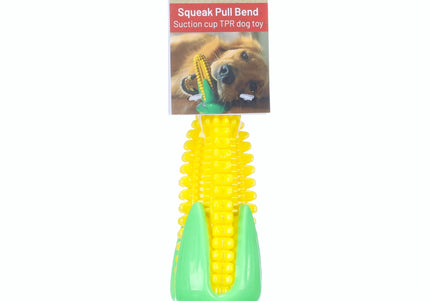 Flamingo Bruco Corn Dental Chew Toy – 15cm Suction Cup Squeaker, Durable Corn Cob Design