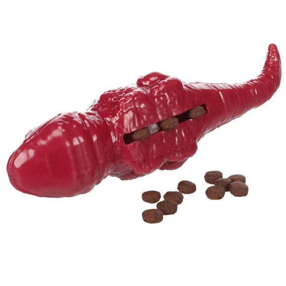 Flamingo Iguana Dog Toy 26cm – Durable Rubber Lizard with Squeaker, Treat Dispensing, Burgundy