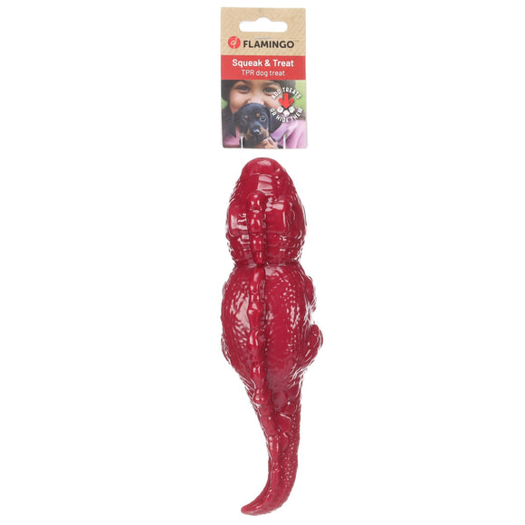 Flamingo Iguana Dog Toy 26cm – Durable Rubber Lizard with Squeaker, Treat Dispensing, Burgundy
