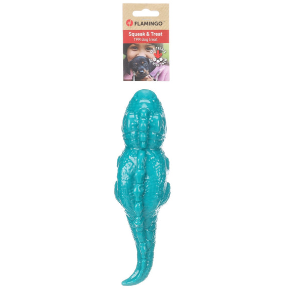 Flamingo Iguana Dog Toy 26cm – Durable Rubber Lizard with Squeaker, Treat Dispensing, Burgundy