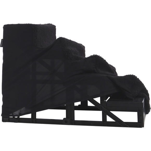 Flamingo Tampa Dog Step – Plush Black Stairs, Supports Up to 30kg, 60x36x41cm