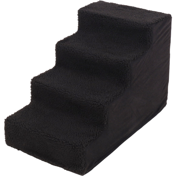 Flamingo Tampa Dog Step – Plush Black Stairs, Supports Up to 30kg, 60x36x41cm