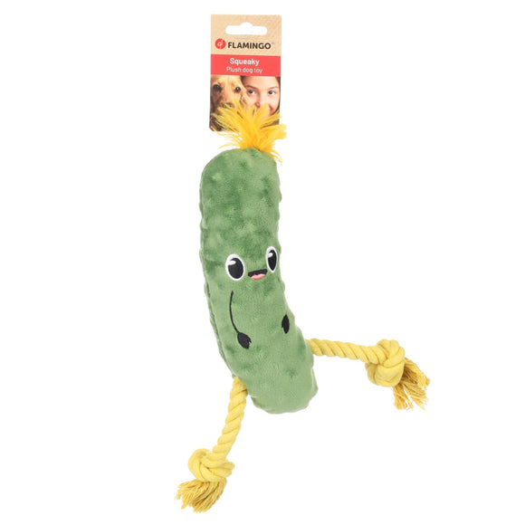 Flamingo Bubto Pickle Plush Toy – Cucumber Design with Rope and Squeaker, 30cm