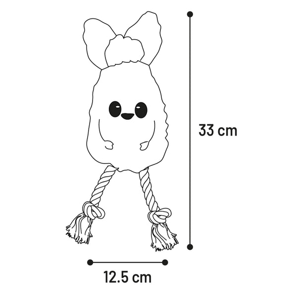 Flamingo Bubto Pineapple Plush Toy with Rope and Squeaker, 33cm – Fun Durable Design