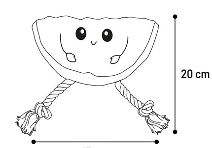 Flamingo Bubto Watermelon Plush Toy with Rope and Squeaker, 20cm – Fun Durable Design