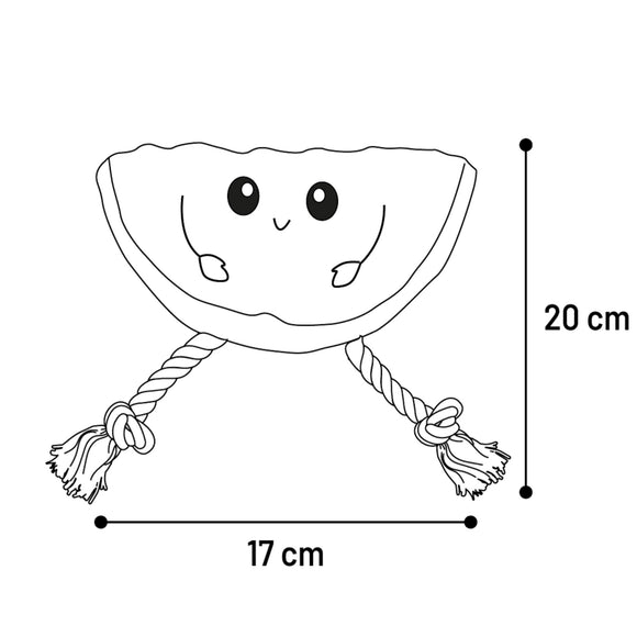 Flamingo Bubto Watermelon Plush Toy with Rope and Squeaker, 20cm – Fun Durable Design