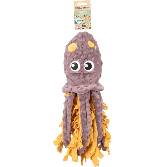 Flamingo Sniffing Carpet Puppy Squid – Interactive Rustling Octopus Enrichment Toy, 47cm