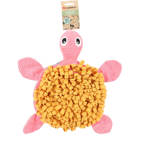 Flamingo Sniffing Carpet Turtle – Interactive Pink Mat with Squeaker, 38cm, Engaging Design