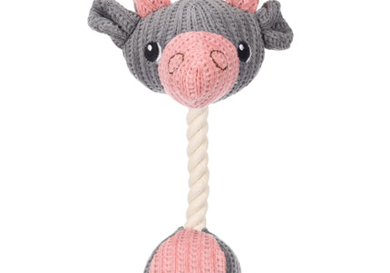 Flamingo Zoda Ram Puppy Plush Toy – 26cm Lamb Head with Rope and Squeaker