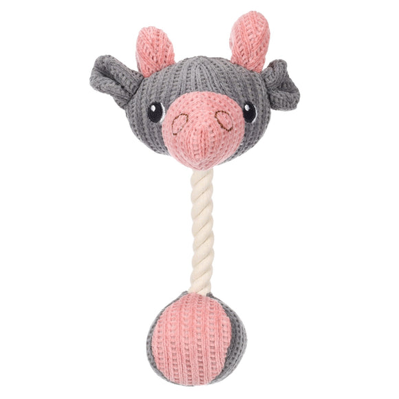 Flamingo Zoda Ram Puppy Plush Toy – 26cm Lamb Head with Rope and Squeaker