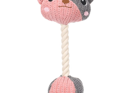 Flamingo Puppy Zoda Bear Plush Toy – 26cm Teddy Head with Rope and Squeaker