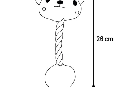 Flamingo Puppy Zoda Bear Plush Toy – 26cm Teddy Head with Rope and Squeaker