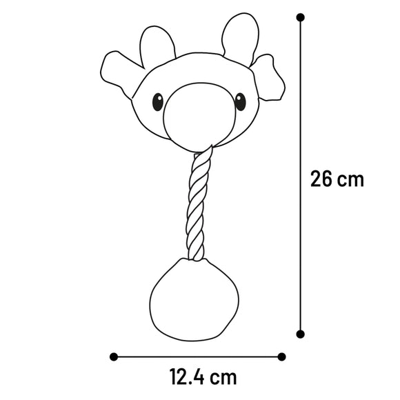 Flamingo Zoda Ram Puppy Plush Toy – 26cm Lamb Head with Rope and Squeaker